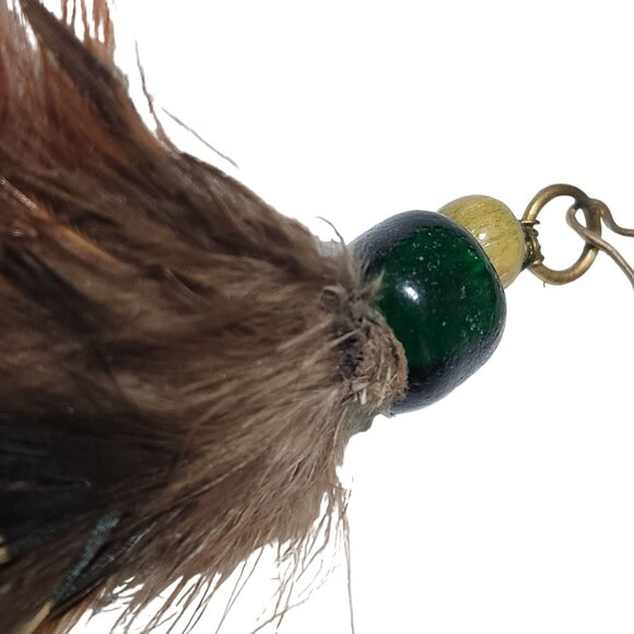 Boho Handcrafted Beaded Feather Earrings Statement Nature Fashion Jewelry Women - Picture 3 of 4